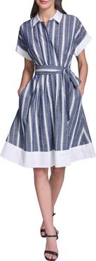 KARL LAGERFELD Melange Stripe Short Shirtdress