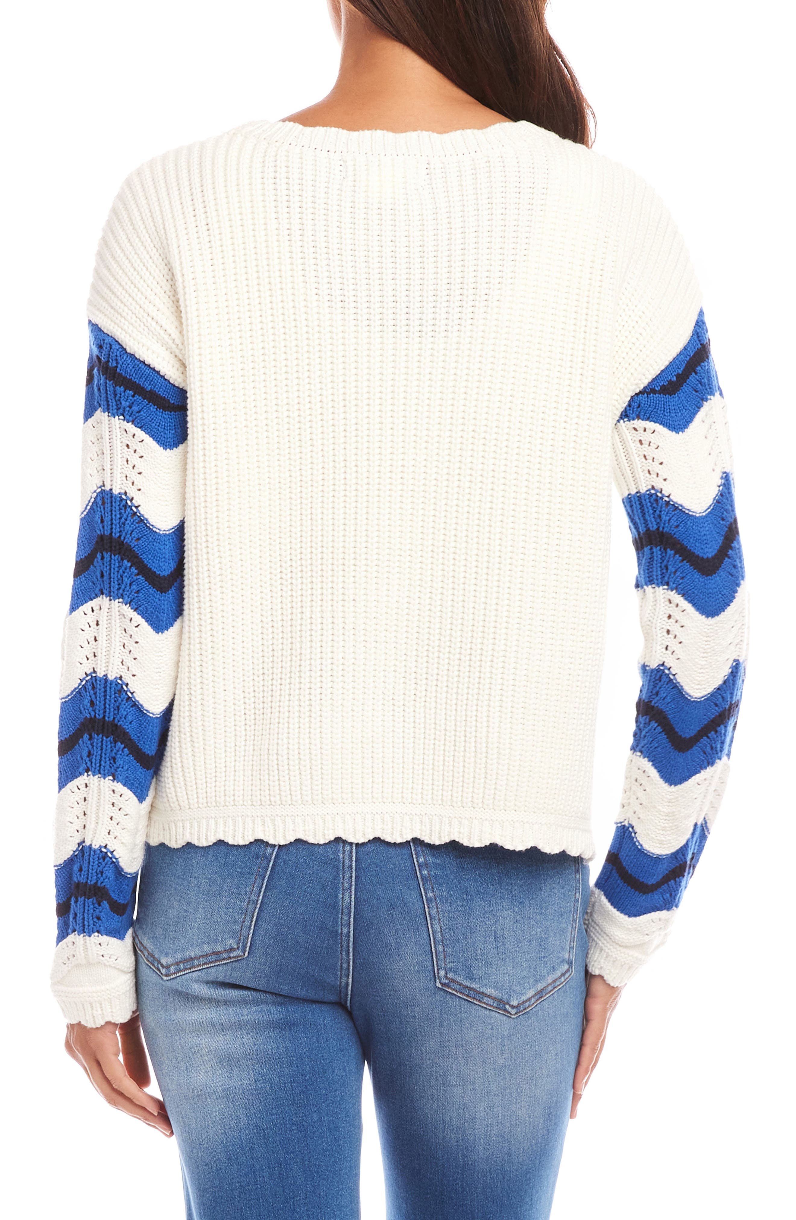 Zigzag Pointelle Stitch Cotton Blend Sweater - image 2