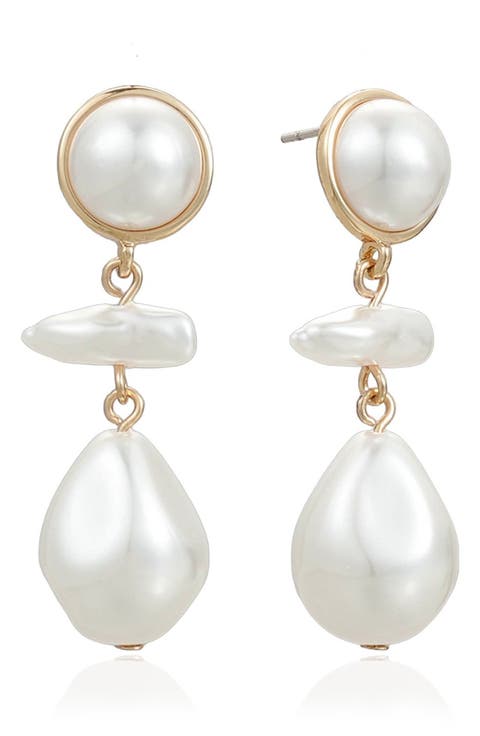 Rip Tide Faux Pearl Drop Earrings