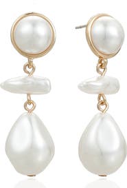 Ettika Rip Tide Faux Pearl Drop Earrings
