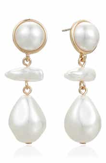 Ettika Rip Tide Faux Pearl Drop Earrings