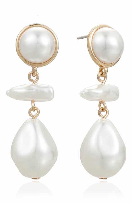 Ettika Rip Tide Faux Pearl Drop Earrings