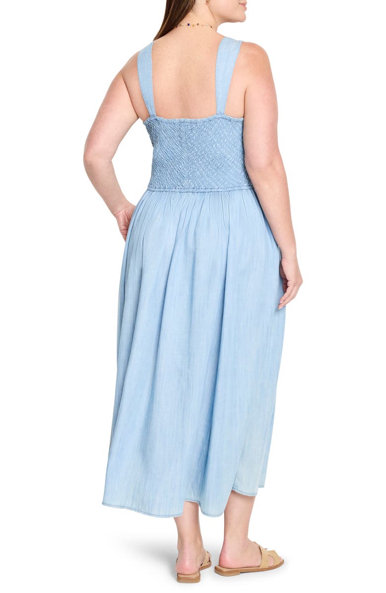 NIC+ZOE Sarah Smocked Chambray Sundress, Alternate, color, Mid Wash