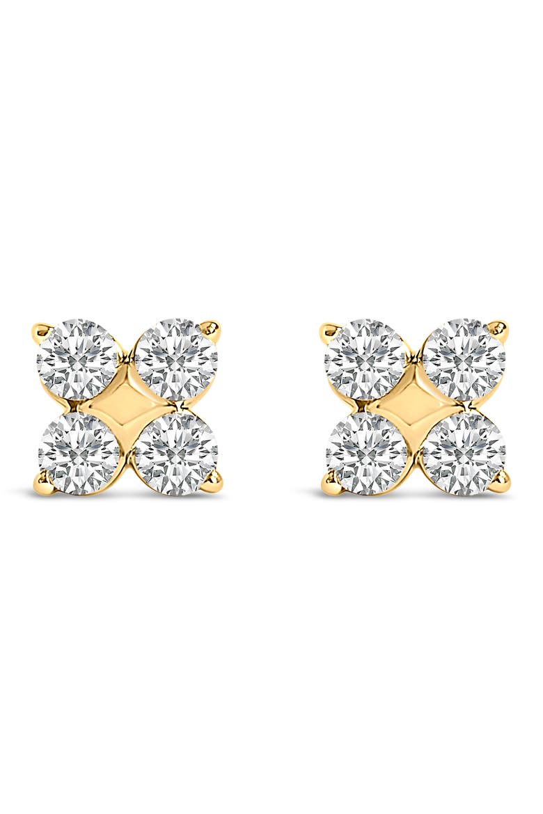 10K Gold 1/2 Cttw Lab Grown Diamond Snowflake Stud Earrings, Main, color, Yellow