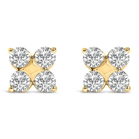 10K Gold 1/2 Cttw Lab Grown Diamond Snowflake Stud Earrings