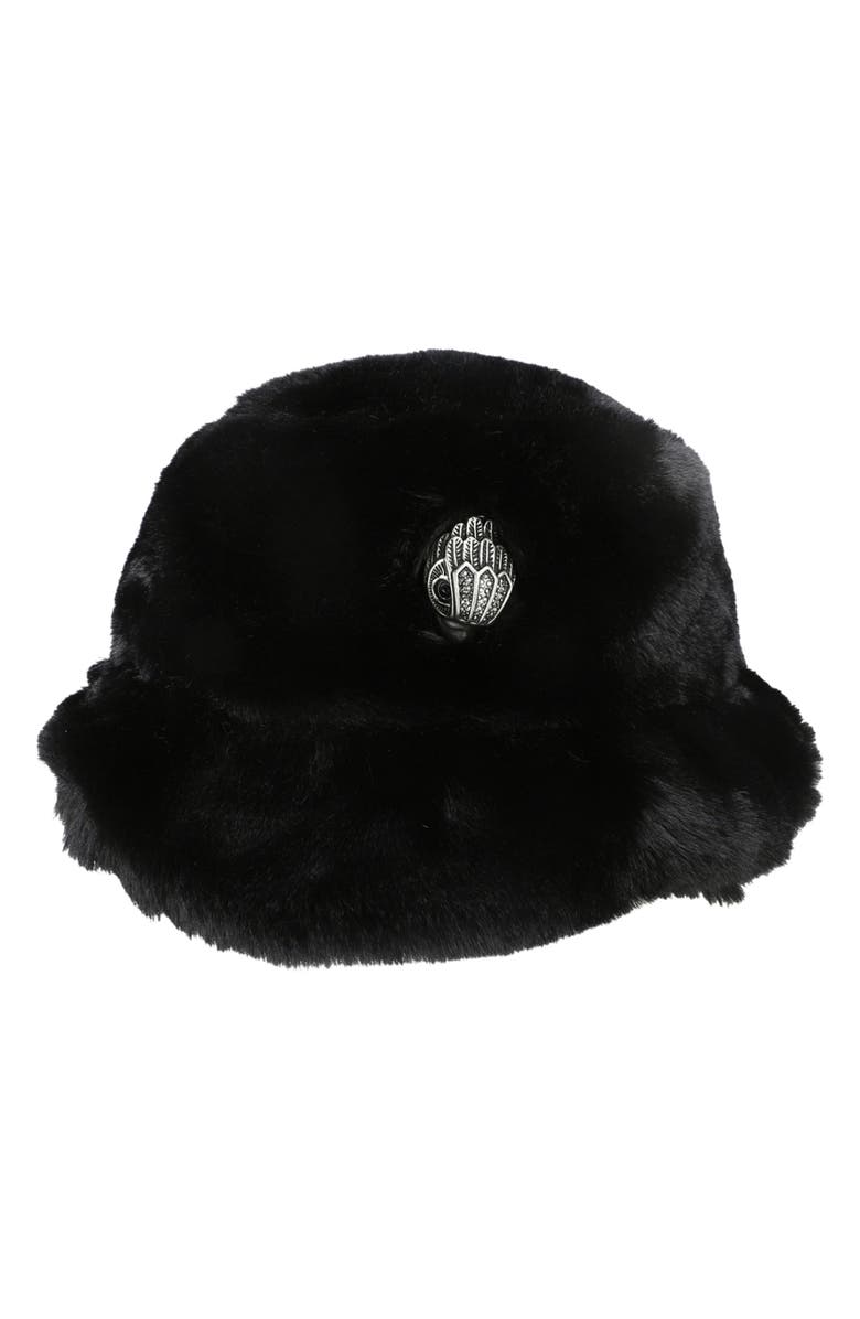 Kurt Geiger London Faux Fur Bucket Hat, Main, color, Black