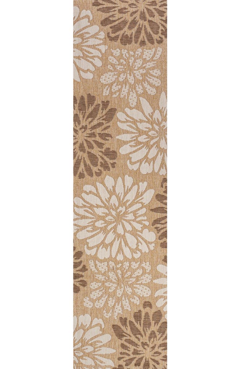 JONATHAN Y Zinnia Modern Floral Textured Weave Indoor/Outdoor Area Rug, Alternate, color, Brown/Cream