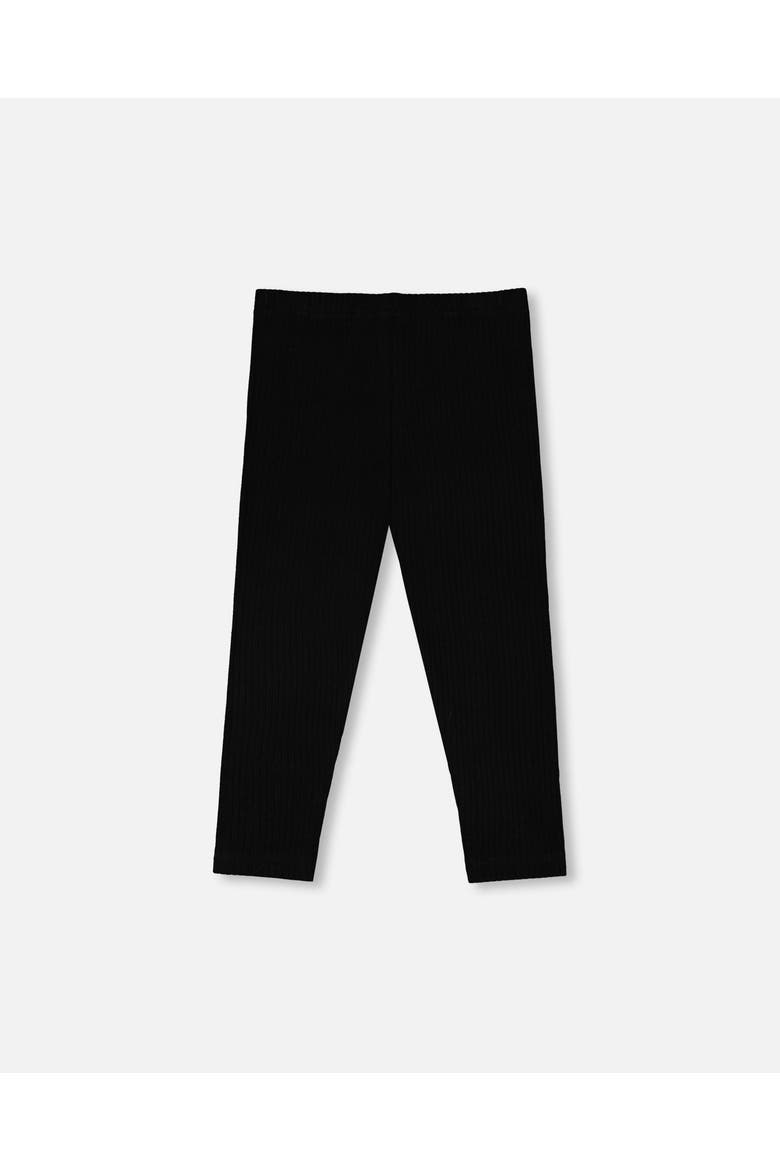 Rib Elastic Waist Capri Leggings, Alternate, color, Black