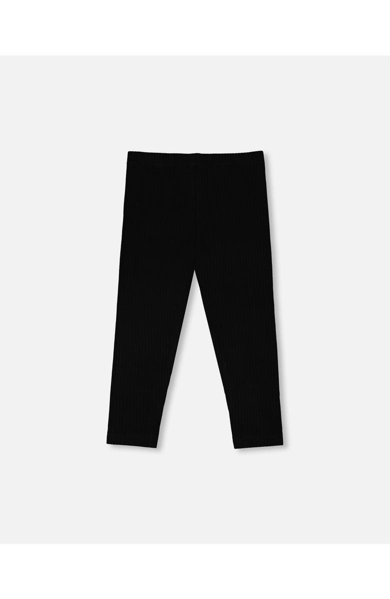 Deux par Deux Rib Elastic Waist Capri Leggings, Alternate, color, Black