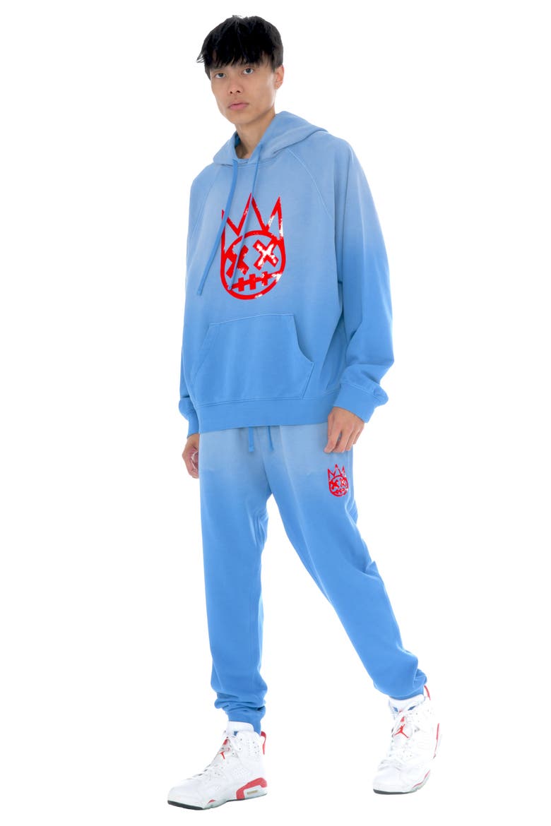 Shimuchan Flocked Logo Graphic Hoodie, Alternate, color, VINTAGE BLUE