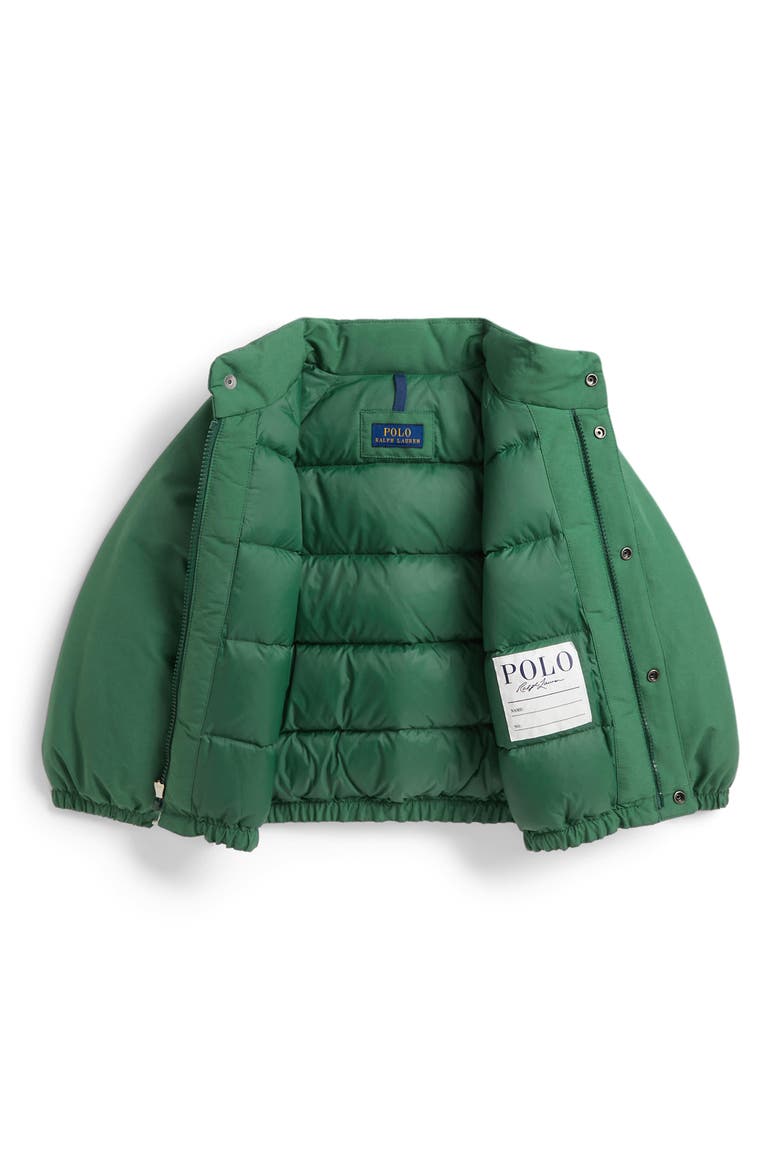 Kids' Recycled Polyester Taffeta Water Repellent Down Bomber Jacket, Alternate, color, VERANO GREEN