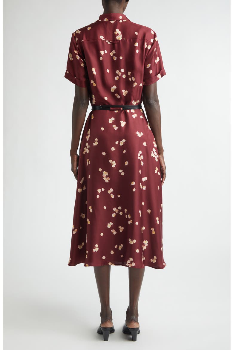 Kiera Petal Print Belted Silk Shirtdress, Alternate, color, MAROON ALLOVER PETALS