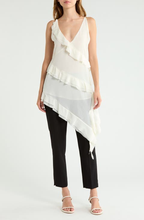 Asymmetrical Ruffle Trim Camisole