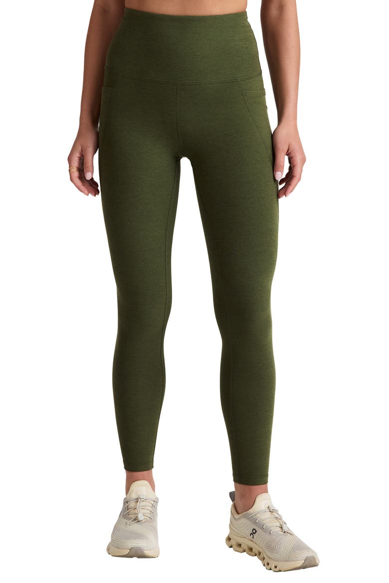 Everyday Space Dye High Waist Pocket Leggings, Main, color, ARMY GREEN HEATHER