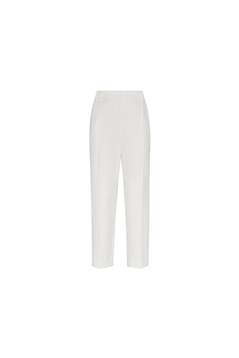 Stretch cotton cover slouchy trousers with monili, Alternate, color, Off-White