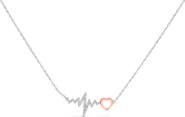 Haus of Brilliance 14K Rose Gold Plated Silver Diamond Accent Zig Zag Heart Necklace