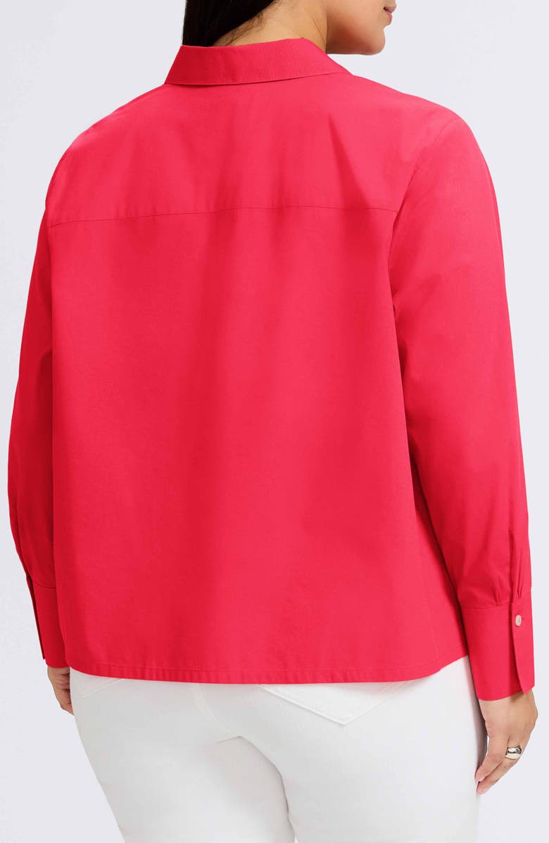 Foxcroft Bella Solid Popover Top, Alternate, color, Raspberry