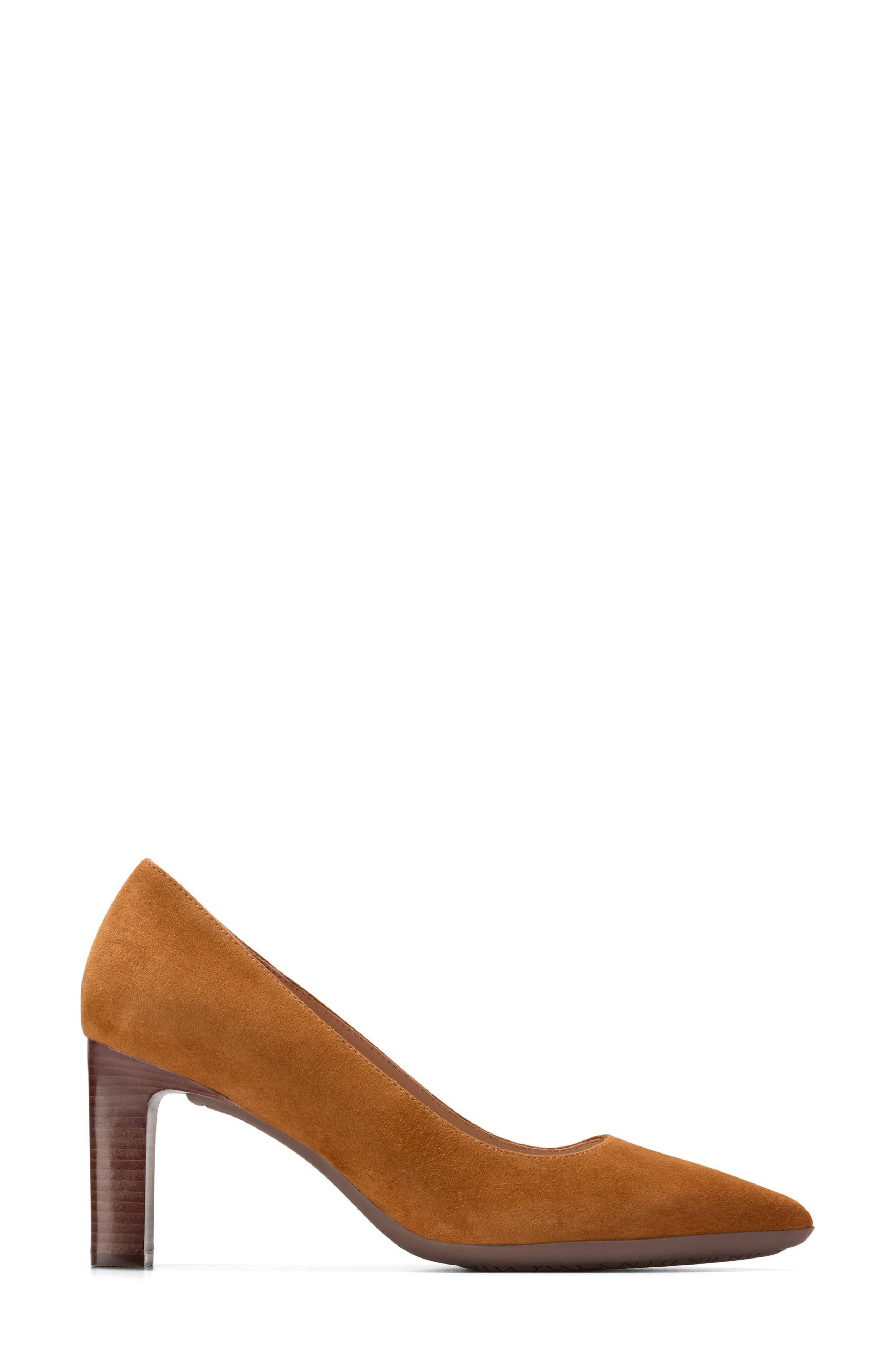 Grand Ambition Angelica Pointed Toe Pump, Alternate, color, TOBACCO SUEDE/ BROWN STACK