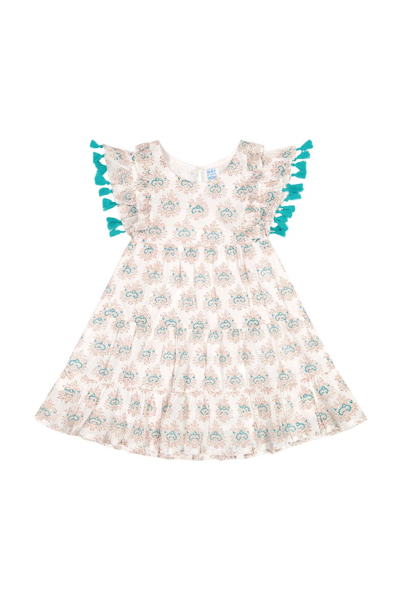 The Sophie Girls Tassel Dress, Main, color, Aqua