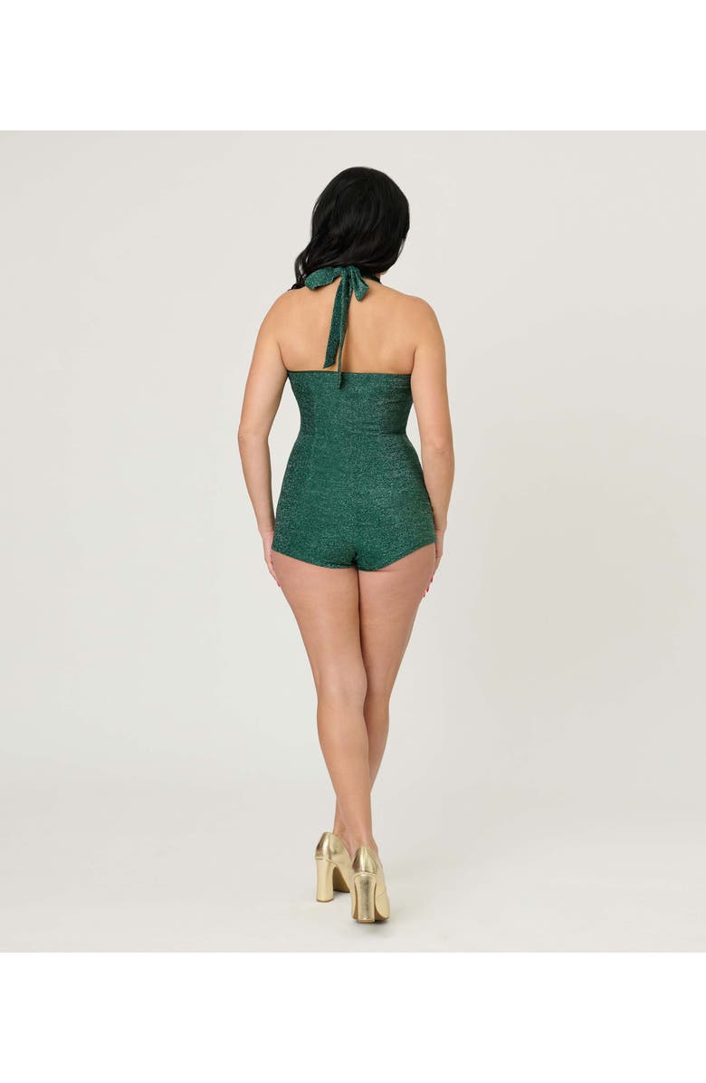 Unique Vintage Romper & Sarong Set, Alternate, color, Green Glitter