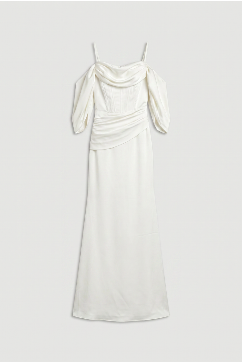 Cowl Neck Satin Maxi Dress, Alternate, color, Oyster