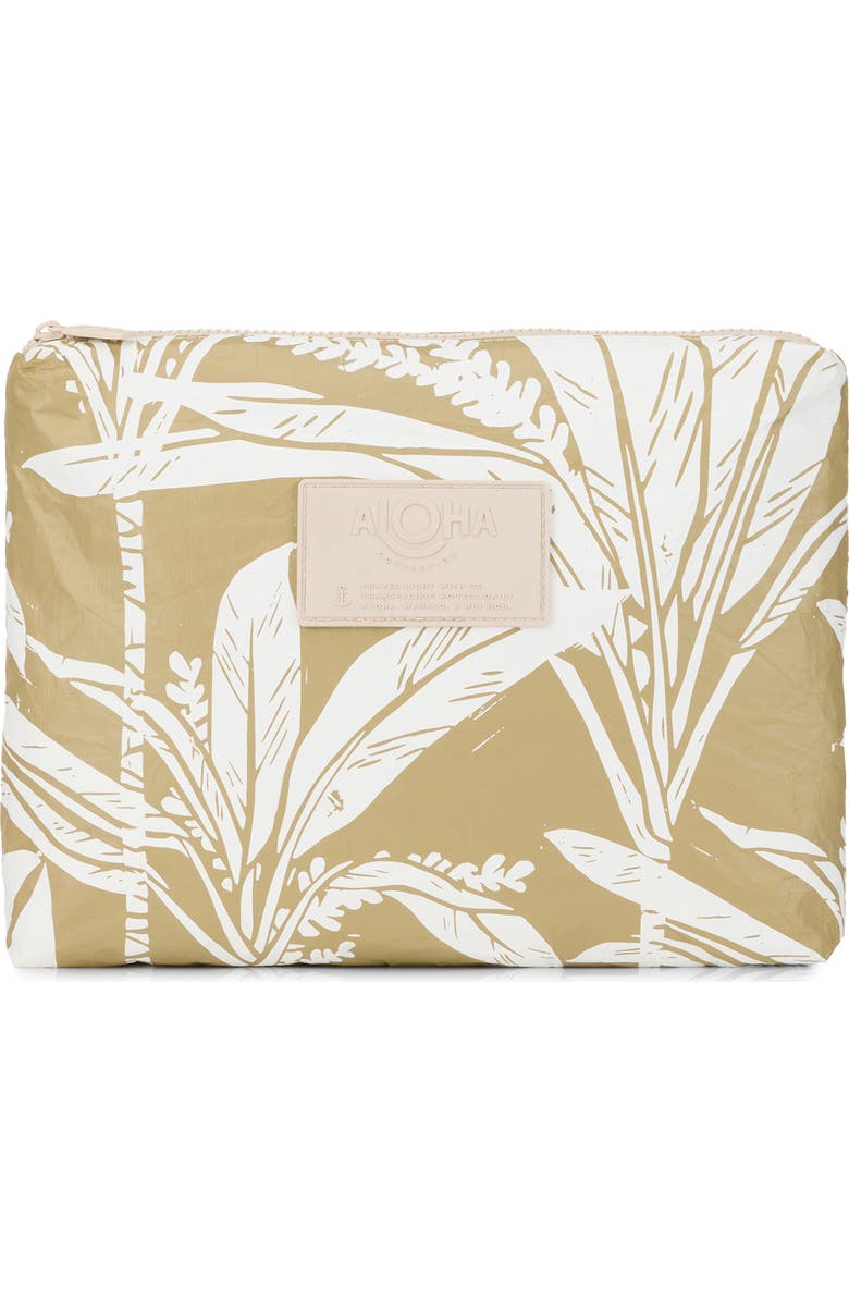 Aloha Collection Mid Ti Leaf Water Resistant Tyvek<sup>®</sup> Zip Pouch, Main, color, Latte