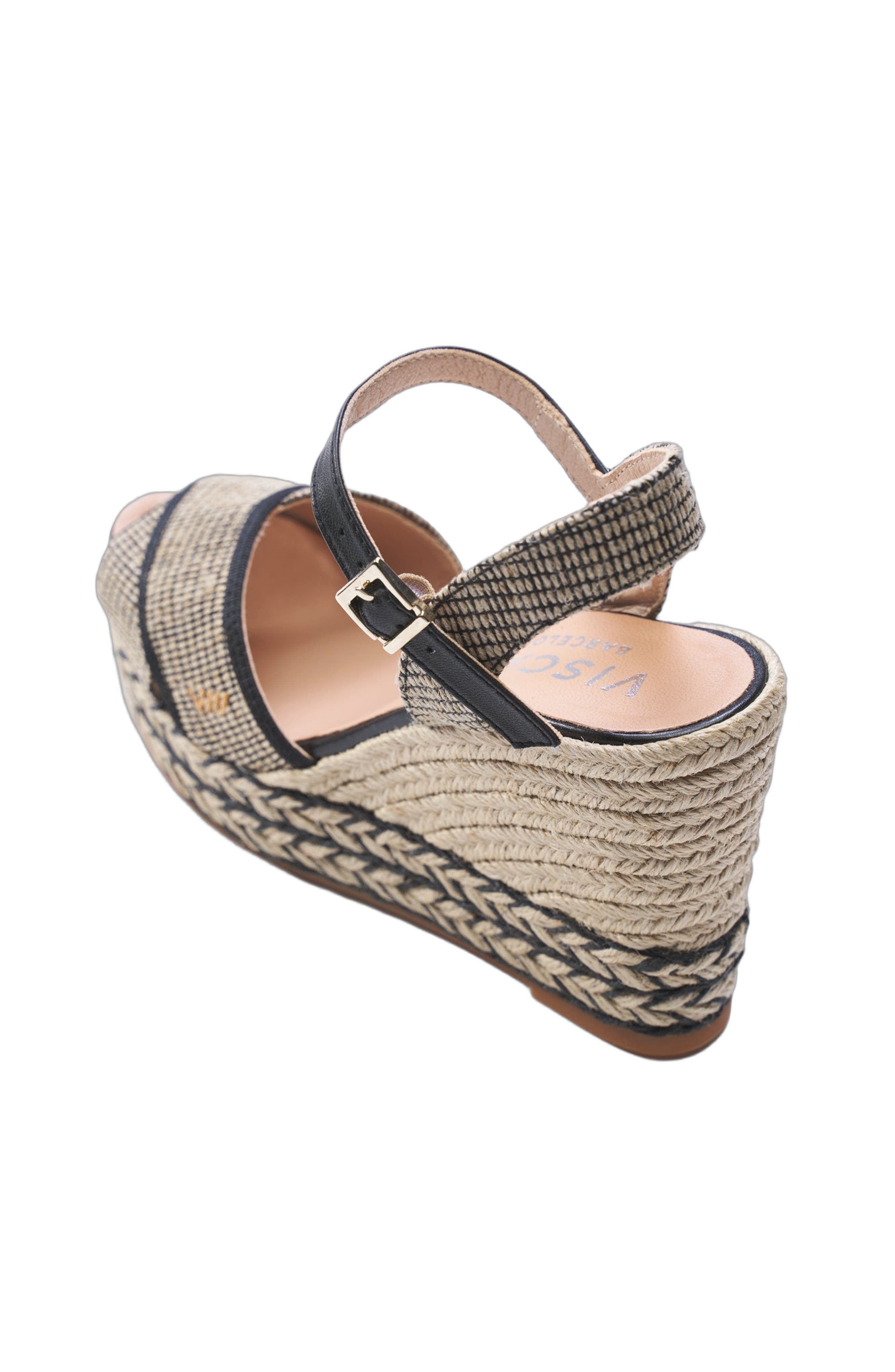 VISCATA Empuria Canvas Espadrille Sandal Wedges, Alternate, color, Black