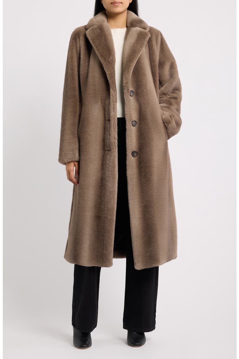 Faux Fur Long Jacket, Main, color, GREY