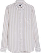 J. Mueser Regular Fit Stripe Linen Button-Down Shirt