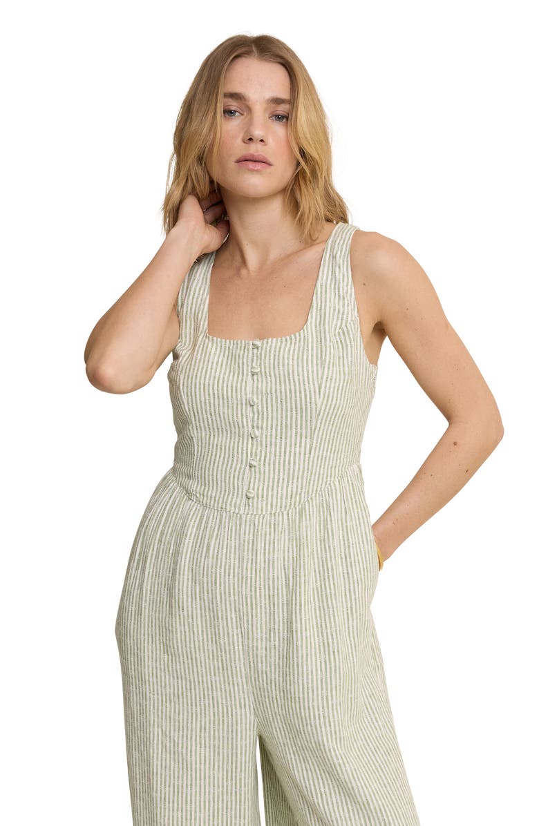 Nobody's Child Cora Stripe Jumpsuit, Alternate, color, Green