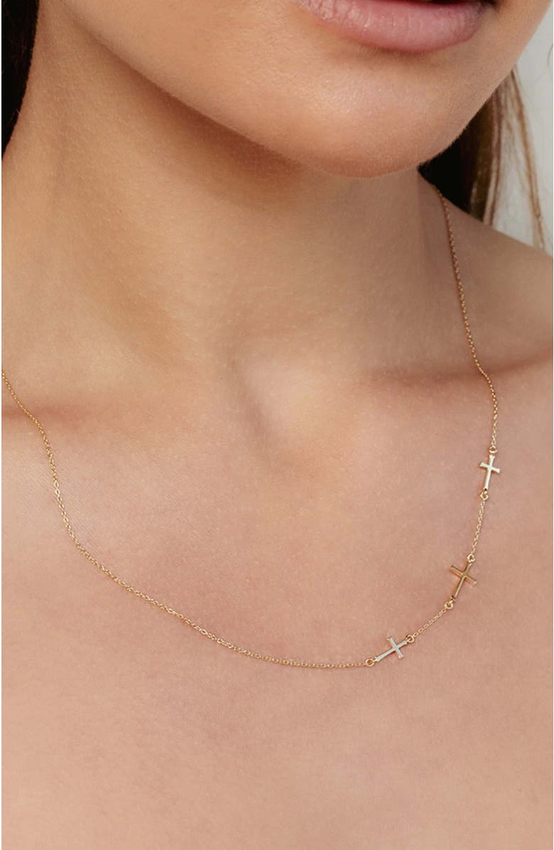 Rizen Jewelry Calvary Cross Necklace, Alternate, color, 18K Gold Plated