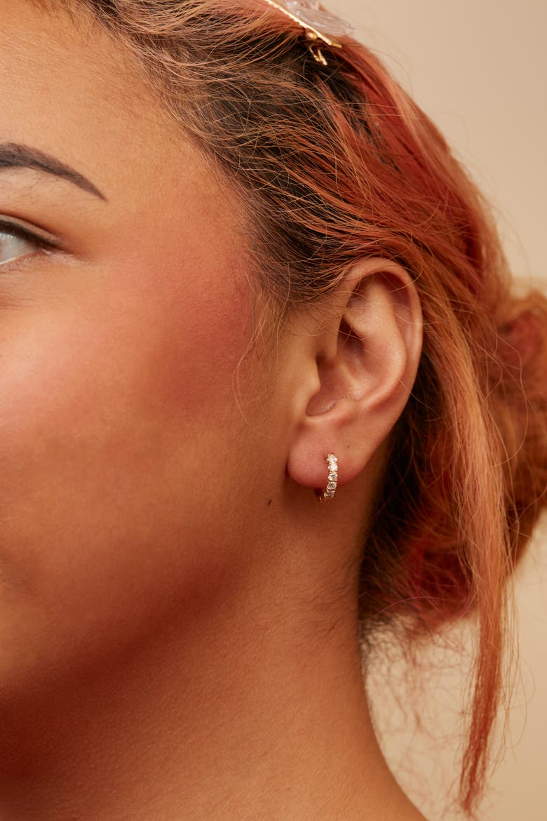 10K Yellow Gold 1/2 Cttw Round-Cut Diamond Hoop Earrings, Alternate, color, Yellow Gold