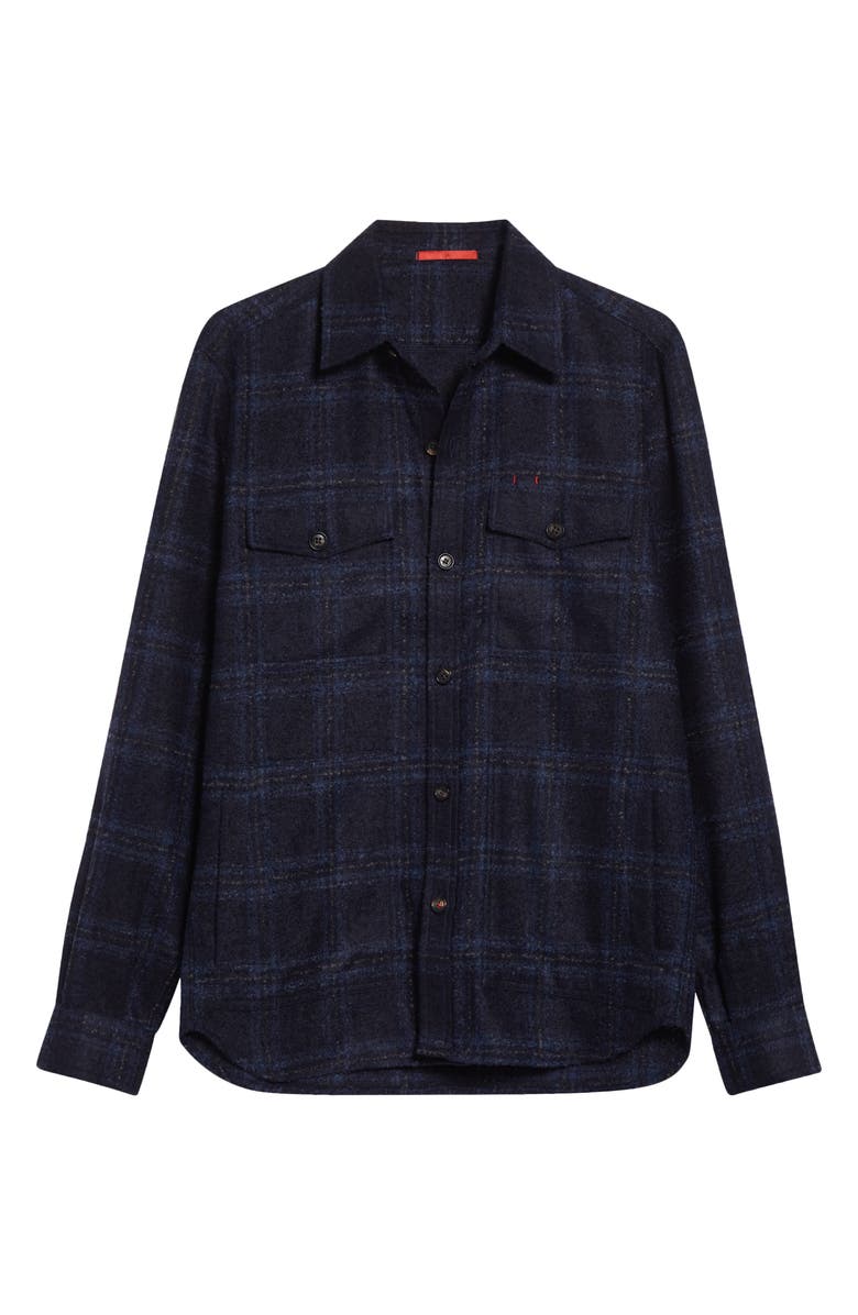 ISAIA Baby Alpaca Blend Bouclé Overshirt, Alternate, color, Blue