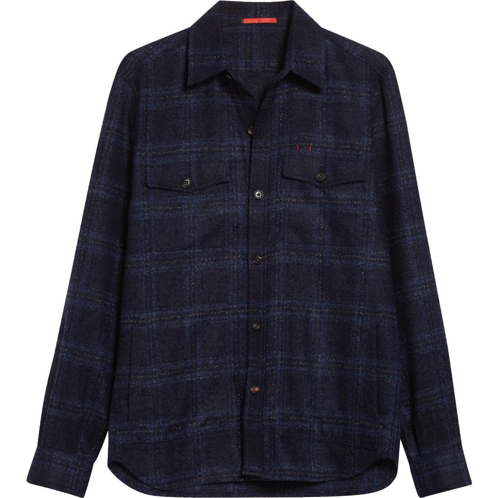 Isaia Baby Alpaca Blend Bouclé Overshirt In Blue