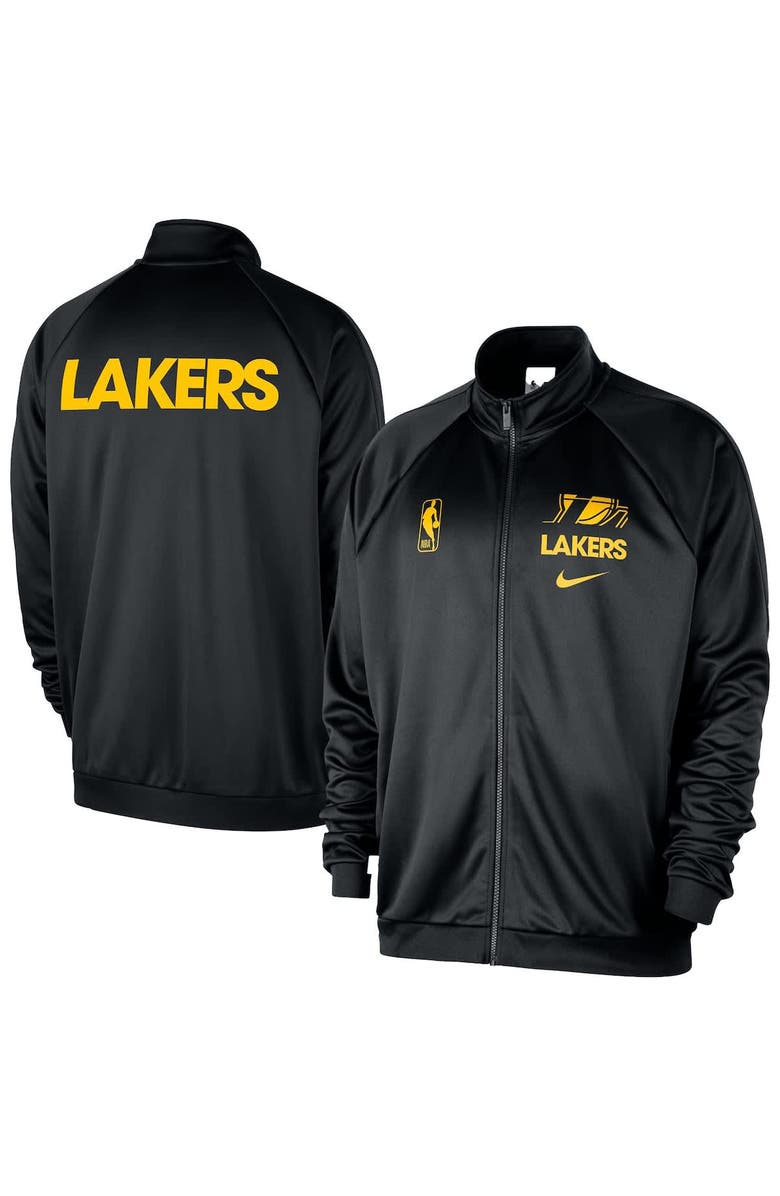 Nike Men's Nike Black Los Angeles Lakers Courtside Pique Club Full-Zip Track Jacket, Main, color, Black