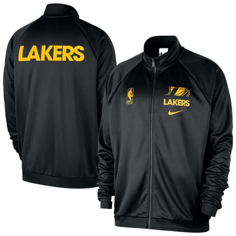 Men's Nike Black Los Angeles Lakers Courtside Pique Club Full-Zip Track Jacket