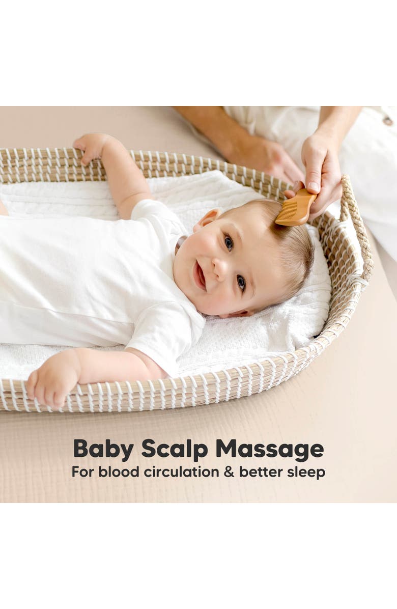 KeaBabies Baby Hair Brush and Comb Set, Alternate, color, Walnut