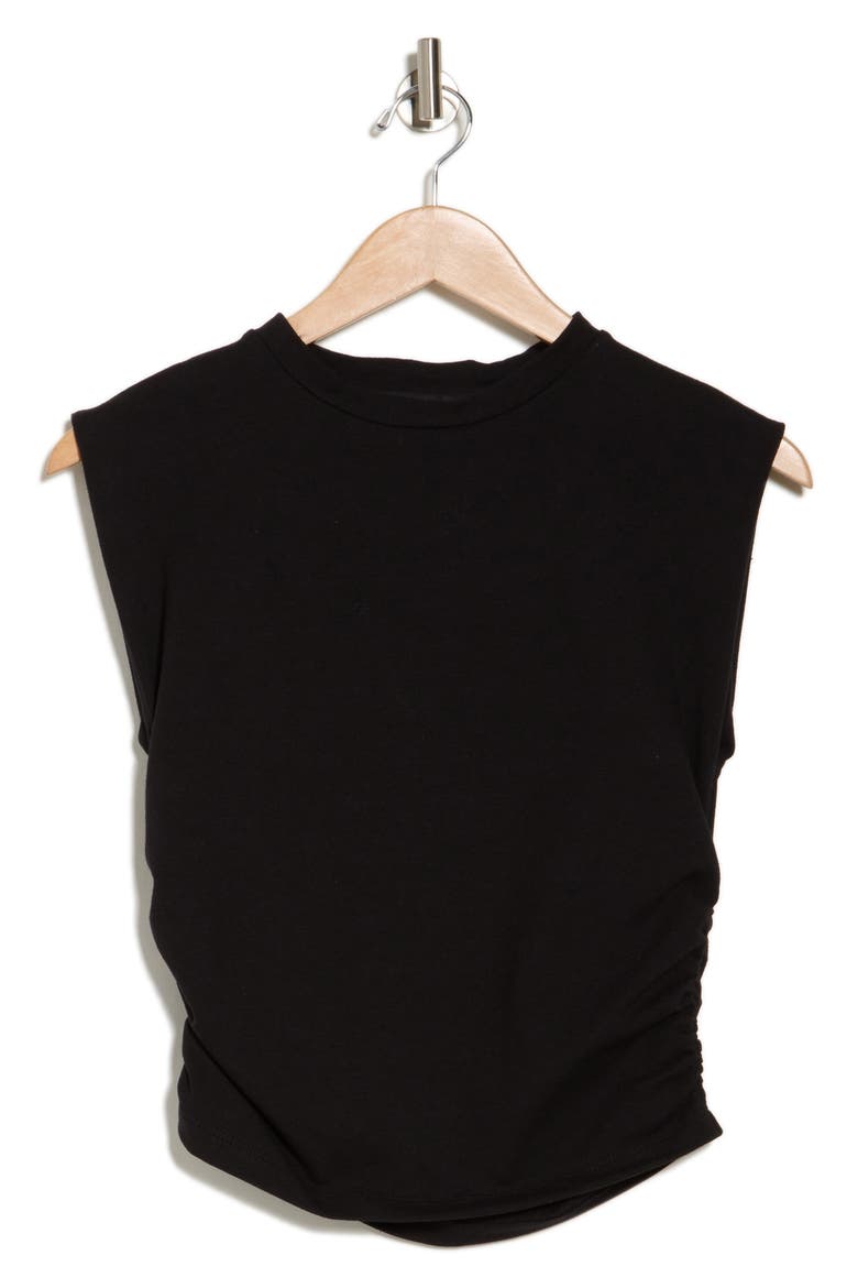 Ruched Side Muscle Tee, Alternate, color, BLACK