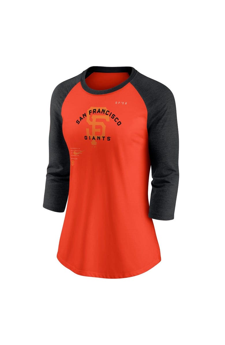 Nike Women's Nike Orange/Black San Francisco Giants Next Up Tri-Blend Raglan 3/4-Sleeve T-Shirt, Alternate, color, Orange