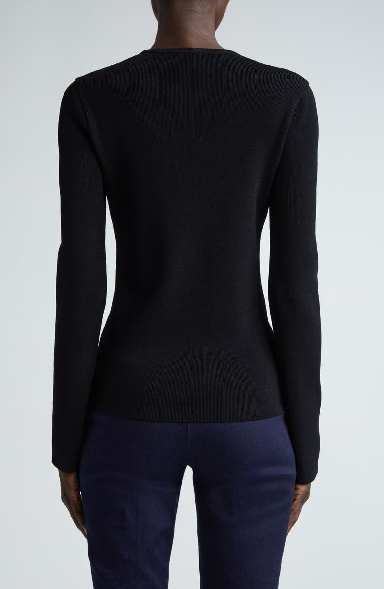 ST. JOHN Medallion Trim Crewneck Sweater, Alternate, color, 