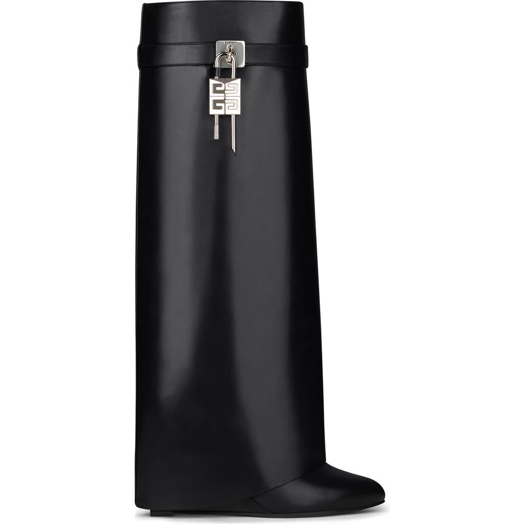 Shop Givenchy Shark Lock Knee High Boot In Black