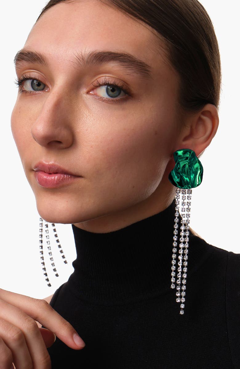 Sterling King Georgia Crystal Drop Earrings, Alternate, color, Emerald