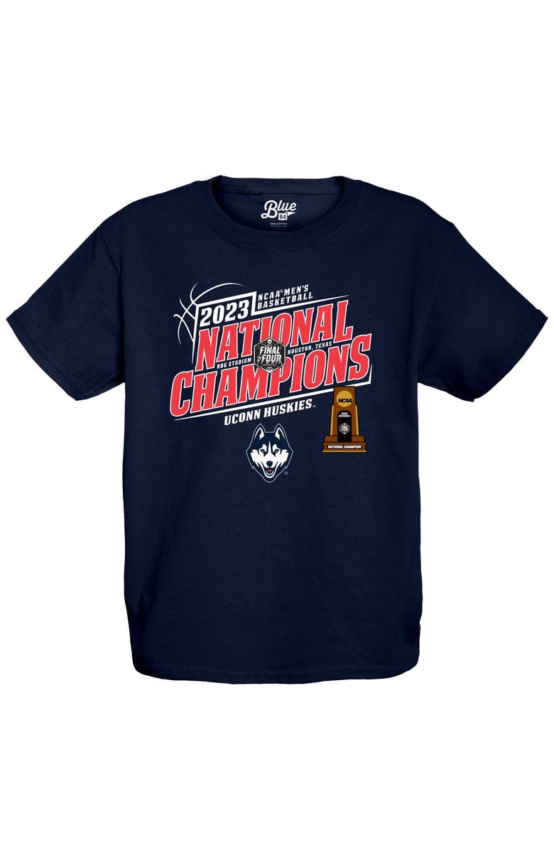 BLUE 84 Youth Blue 84 Navy UConn Huskies 2023 NCAA Men's Basketball National Champions First Snow T-Shirt, Main, color, 