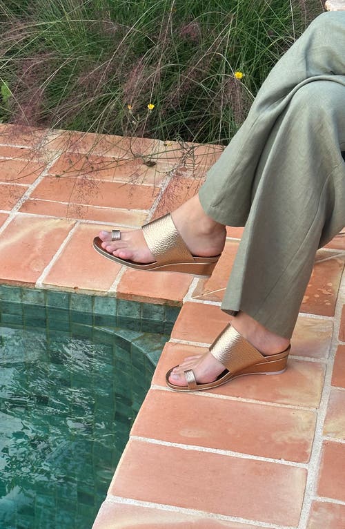 Pedro Garcia Weilis Wedge Slide Sandal In Cava Cervo Lame