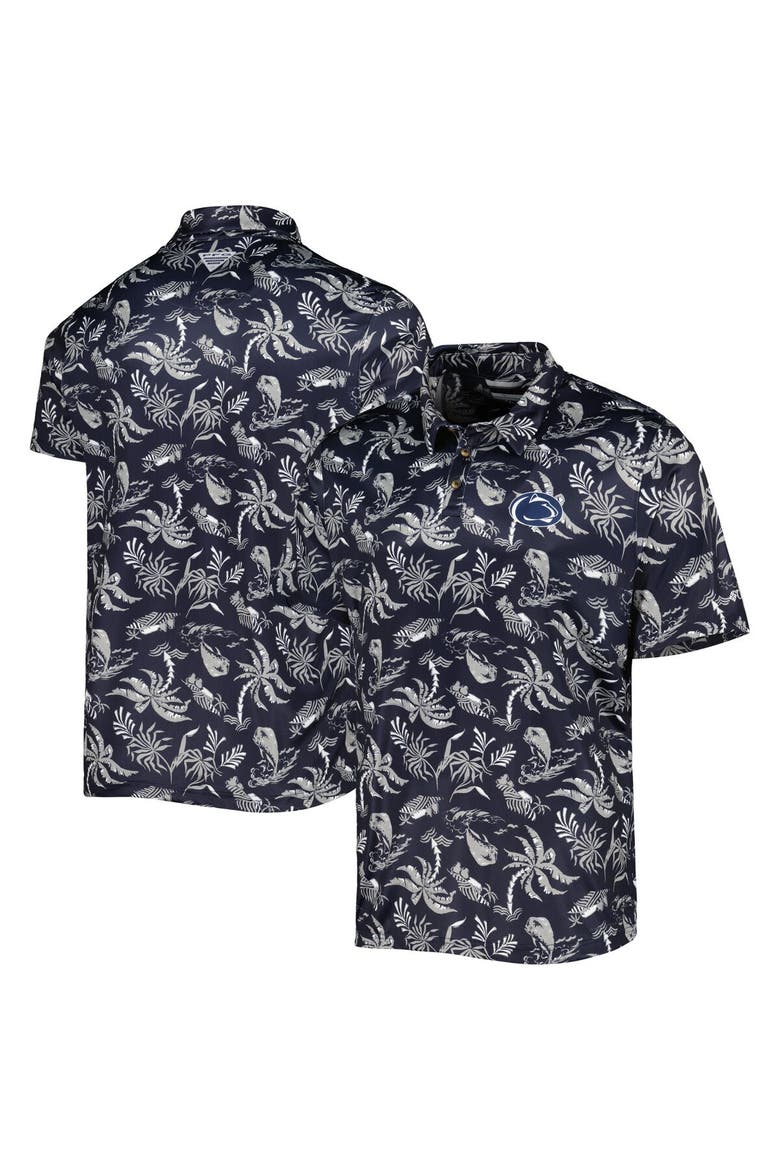 Men's Columbia Navy Penn State Nittany Lions Super Terminal Tackle Omni-Shade Polo, Alternate, color, Navy