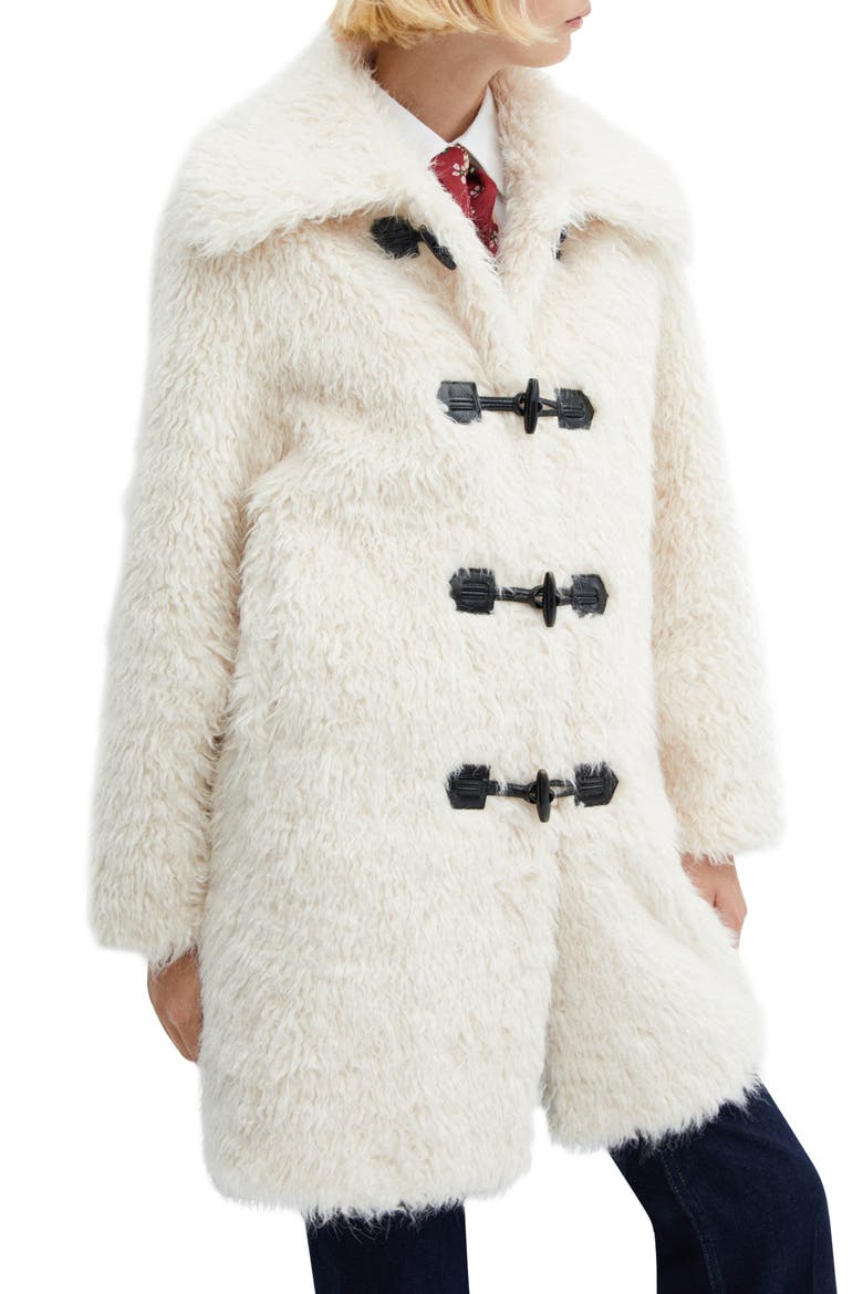 Faux Fur Toggle Coat, Main, color, WHITE