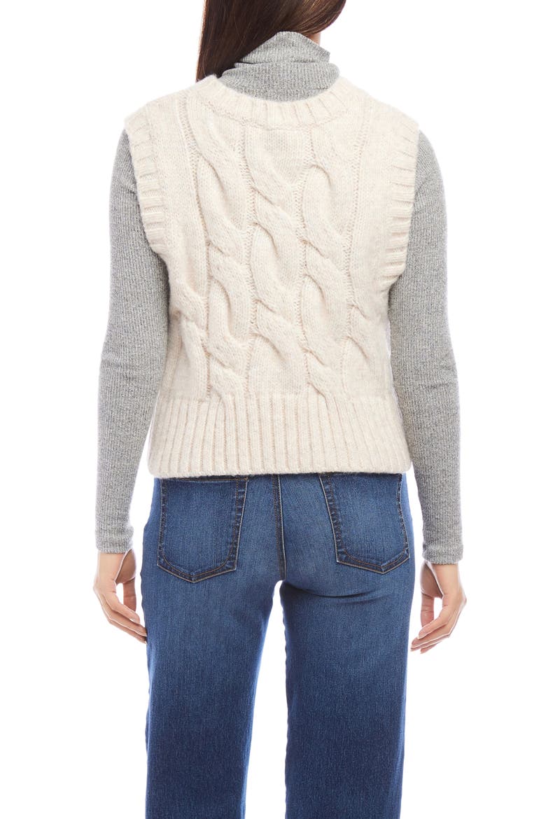 Cable Knit Sweater Vest, Alternate, color, BEIGE