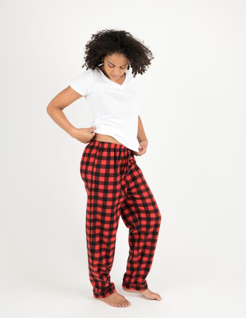 Leveret Fleece Printed Holiday Pajama Pants In Red