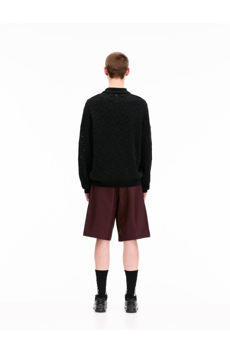 vowels Eyelet Knitted Zip-Up, Alternate, color, Black