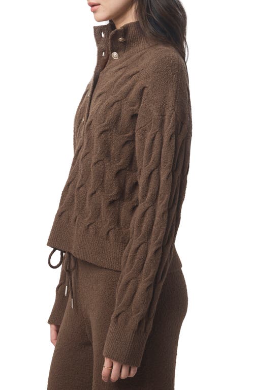 Splendid X @cellajaneblog Cable Half Placket Sweater In Brown